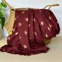 Antique Stars Print Scarf In Maroon, thumbnail 1 of 4