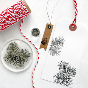 Spruce Pine Cone And Pine Sprig Clear Rubber Stamp