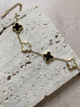 Adina Clover Bracelet Black And White, 5 of 5