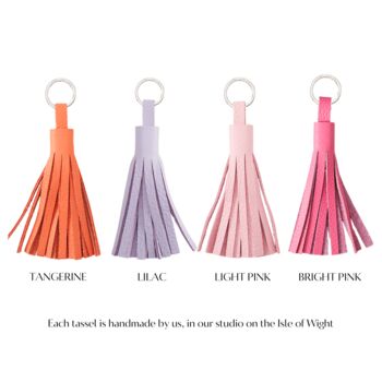 Handmade Leather Bag Tassel Keyring, 8 of 12