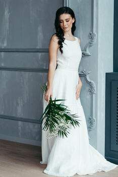 Bohemian Linen Wedding Dress, 9 of 12