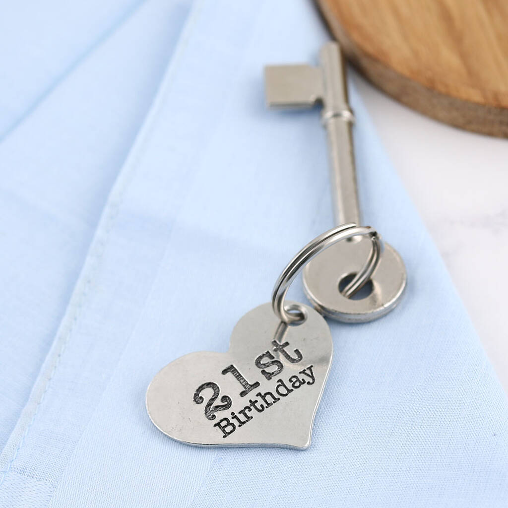 21st Birthday Present Personalised Lg Heart Keyring By Multiply design