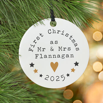 First Married Christmas Decoration With Card, 5 of 7