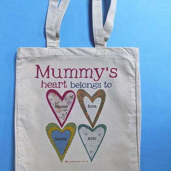 Personalised Mummy's Heart Canvas Bag, 5 of 6