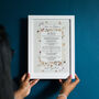 Personalised Floral First Dance Lyrics Print, thumbnail 1 of 9