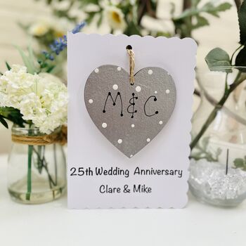 Personalised Silver Wedding Anniversary Keepsake Card, 2 of 5