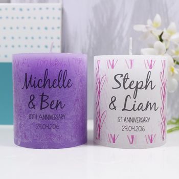 Personalised Anniversary Patterned Coloured Candle, 7 of 12