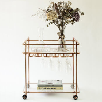 Handmade Drink Trolley With Glass Rack Display, 2 of 5