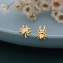 Sterling Silver Tiny Mismatched Stag Beetle Stud Earrings, thumbnail 7 of 12