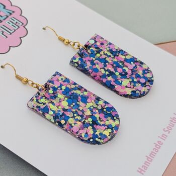Classic Glitter Spring Drop Statement Resin Earrings, 3 of 8