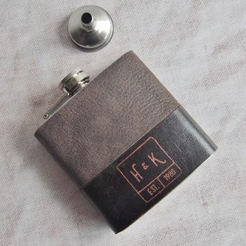 Customised Monogram Leather Hip Flask, 2 of 7