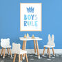 Boys Rule Scandi Nursery Blue Print, thumbnail 1 of 3