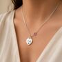 Personalised Birthstone Heart Pendant Necklace With Name Symbol, thumbnail 3 of 8