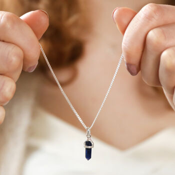 Sodalite Crystal Point Pendant Necklace, 3 of 11