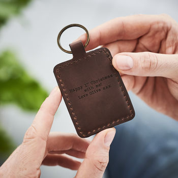 Personalised Leather Keyring With Metal Photo Insert, 4 of 9