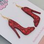 Red Glitter High Heel Earrings, thumbnail 2 of 4