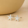 Sterling Silver Dainty Starfish Stud Earrings, thumbnail 2 of 6