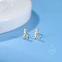 Hammered Bar Stud Earrings In Sterling Silver, thumbnail 3 of 10