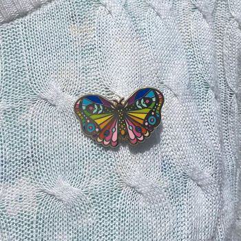 Bright Rainbow Butterfly Enamel Pin Badge, 4 of 11