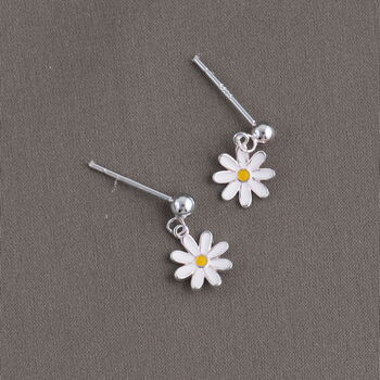Sterling Silver Happiness Daisy Flower Earrings, 3 of 4