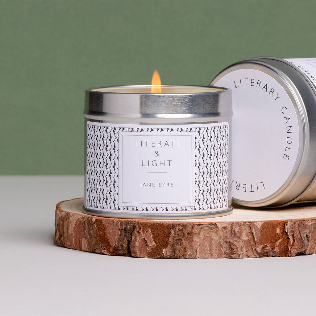 Jane Eyre Ivy, Moss, Tobacco Leaf Literary Soy Candle, 1 of 4