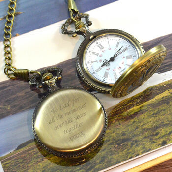 Personalised Bronze Pocket Watch With Sextant Design, 2 of 6