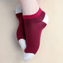 Retro Black And Lux Taylor Burgundy Men's Trainer Socks, thumbnail 2 of 4