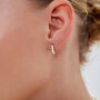 Beaded White Opal Huggie Hoop Earrings, thumbnail 1 of 4