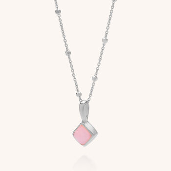 Pink Opal October Birthstone Necklace Sterling Silver, 3 of 6