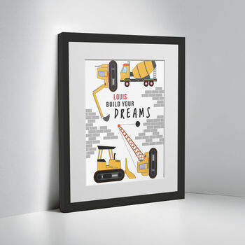 Personalised Construction Children's Nursery Framed Print, 2 of 10