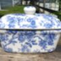 Lidded Butterdish In Blue Peony Design, thumbnail 7 of 9