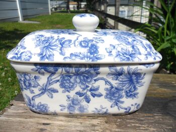 Lidded Butterdish In Blue Peony Design, 7 of 9
