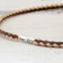 Mens Personalised Braided Cork Necklace Sterling Silver Clasp, thumbnail 4 of 8