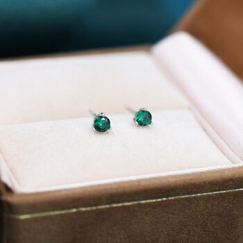 Emerald Green Cz Crystal Stud Earrings, 8 of 12