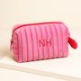 Personalised Pink And Red Velvet Bow Makeup Bag, thumbnail 1 of 5