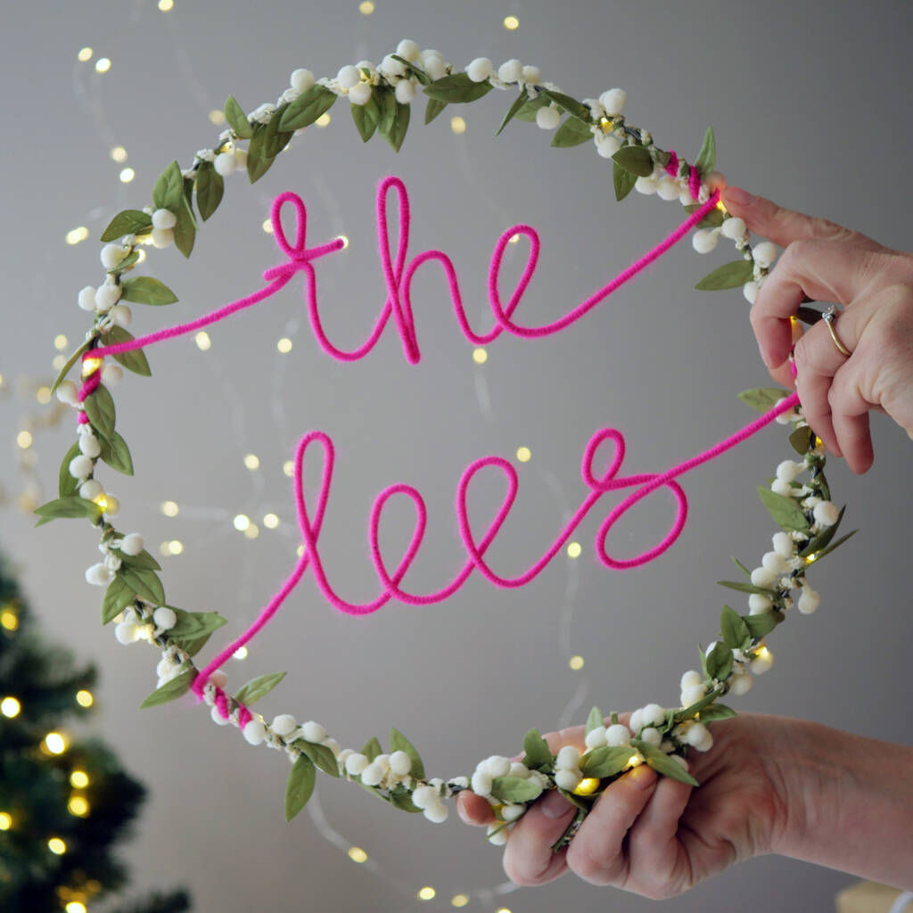 Personalised Mistletoe Light Up Wreath, 1 of 6