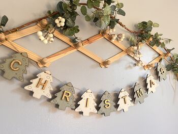 Personalised Wooden Christmas Bunting Charming Seasonal Garland For Home Decor, 8 of 8