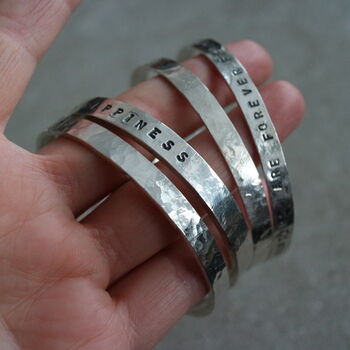 Personalised Flat Fronted Silver Bangle –, 3 of 4