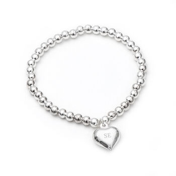Personalised Sterling Silver Heart Beaded Bracelet, 4 of 4