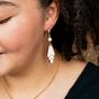 'Tegen' Sustainable Wood And Pearl Earrings, thumbnail 1 of 12