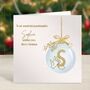 Personalised Christmas Card Gold Bauble Bsl Or English, thumbnail 2 of 7