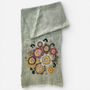 Hand Embroidered 100% Linen Scarf In Grey Floral, thumbnail 3 of 7