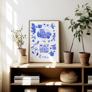 Scenes Of Rome, Italy Blue Tile Inspired Travel Print, 4 of 12