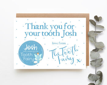 Personalised Tooth Fairy Card And Badge Blue, 2 of 4