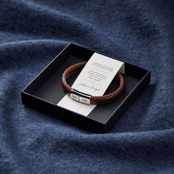 Personalised Men's Infinity Steel And Leather Bracelet, 5 of 5