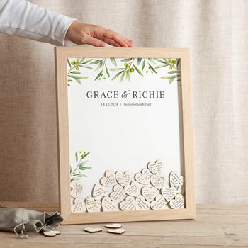 Olive Drop Top Frame Wedding Guest Book, 3 of 5