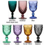 Set Of Four Vintage Embossed Coloured Wine Glasses, thumbnail 2 of 12