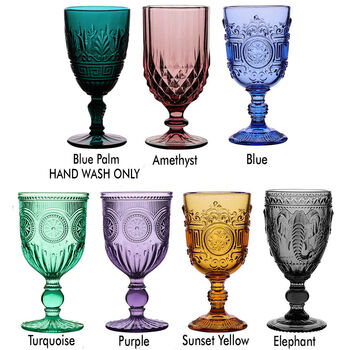 Set Of Four Vintage Embossed Coloured Wine Glasses, 2 of 12