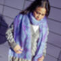 Lilac Blue Leopard Print Warm Two Tone Scarf, thumbnail 5 of 8