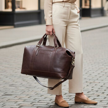 Tan Leather Holdall, Flight Bag, Gym Bag, 4 of 6